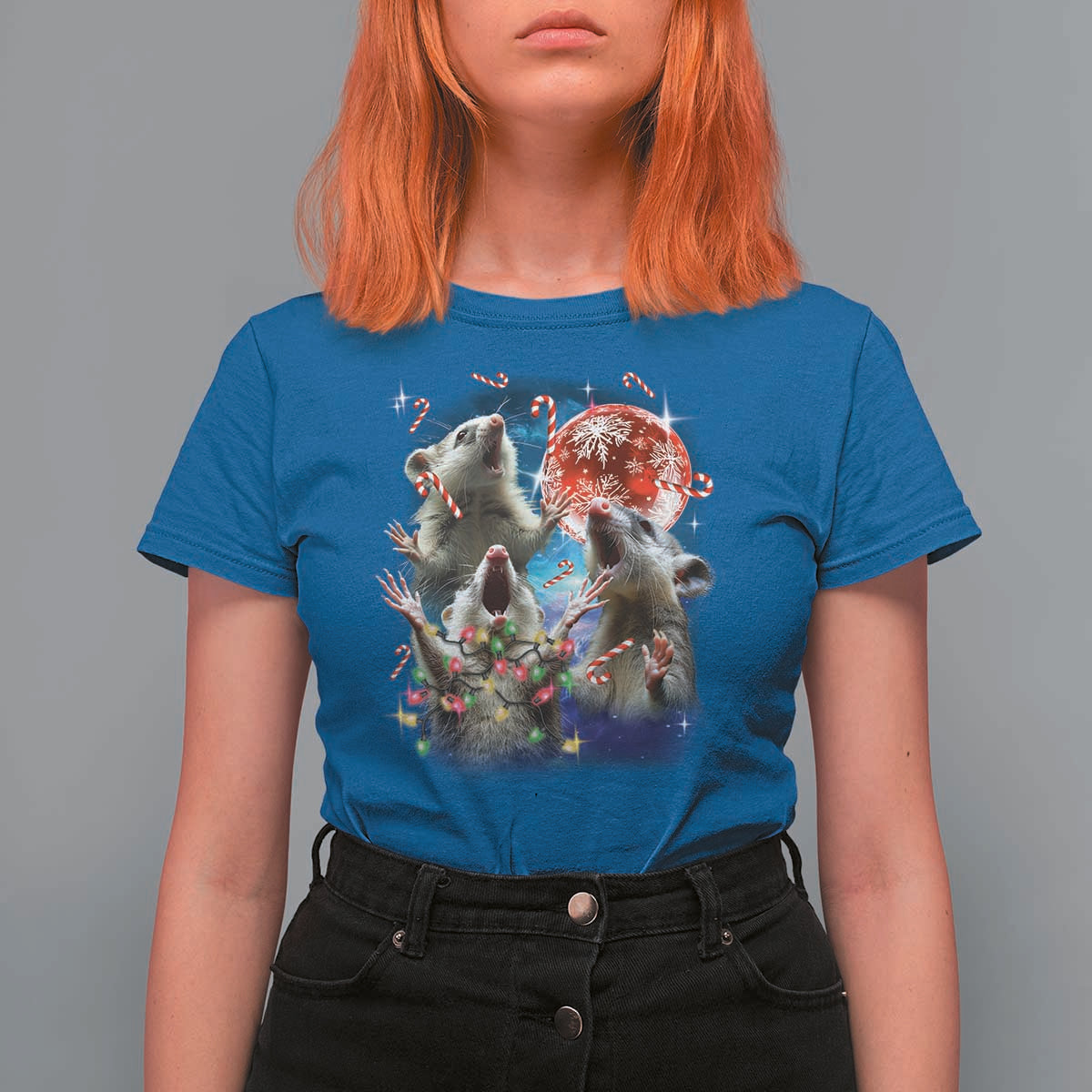 Possum Christmas T Shirt For Women 3 Opossum Possum Funny Weird Cursed Meme - Wonder Print Shop