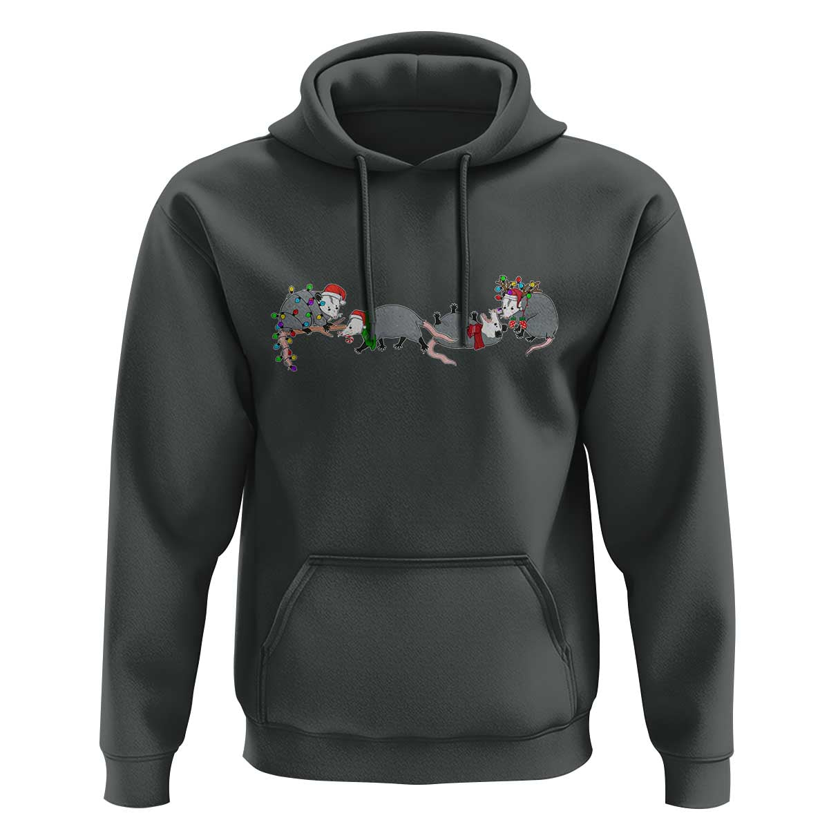 Opossum Christmas Hoodie Funny Wild Animals Xmas Lights