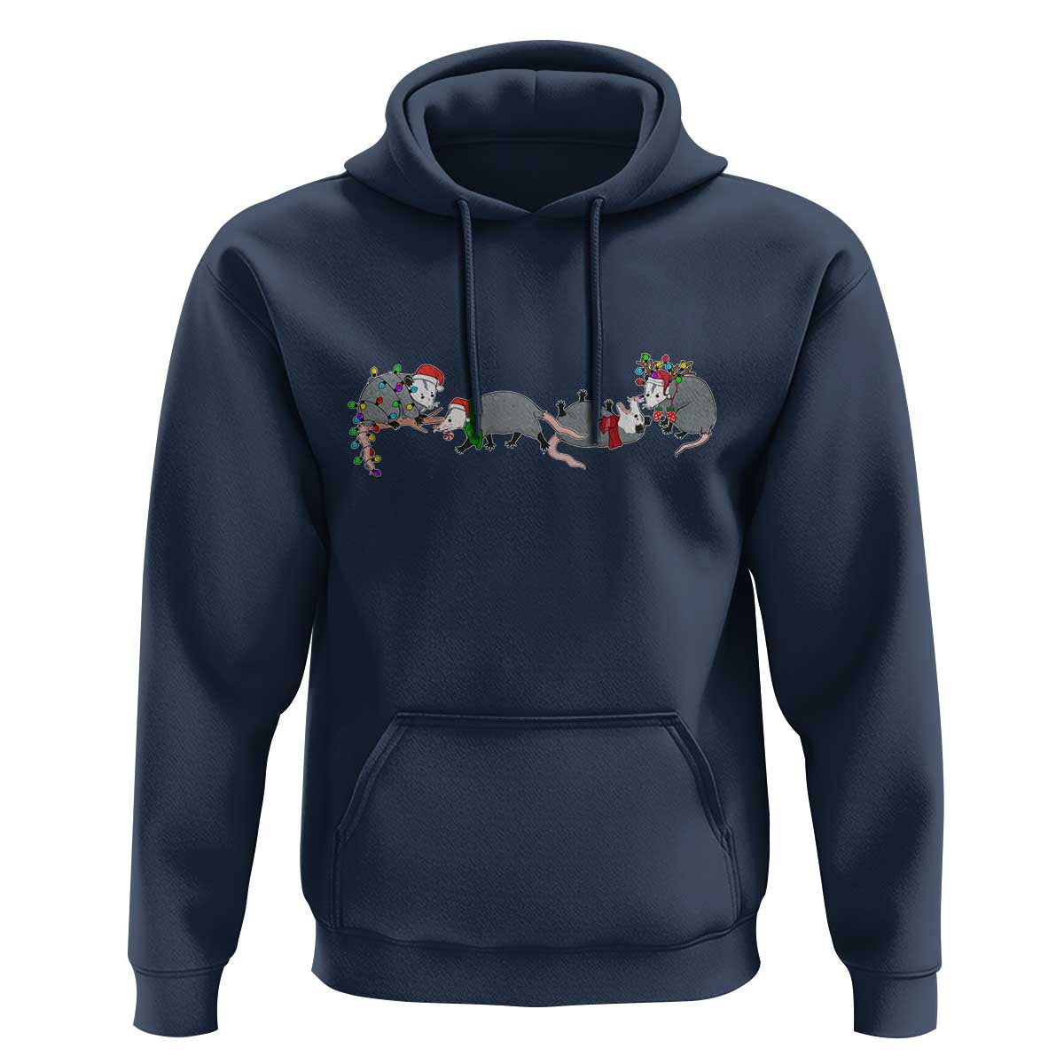 Opossum Christmas Hoodie Funny Wild Animals Xmas Lights