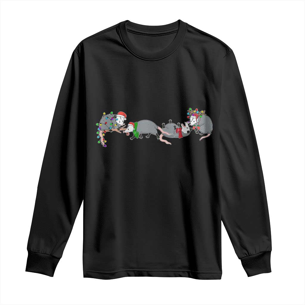 Opossum Christmas Long Sleeve Shirt Funny Wild Animals Xmas Lights