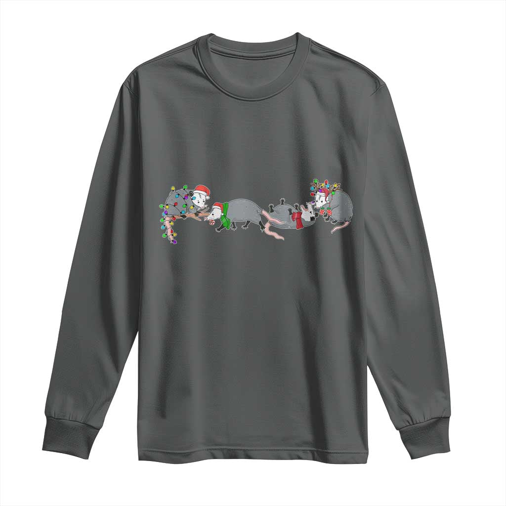 Opossum Christmas Long Sleeve Shirt Funny Wild Animals Xmas Lights