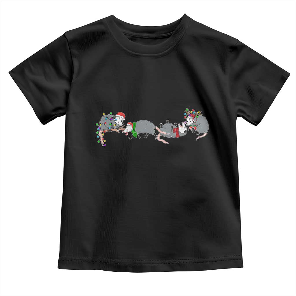 Opossum Christmas Toddler T Shirt Funny Wild Animals Xmas Lights