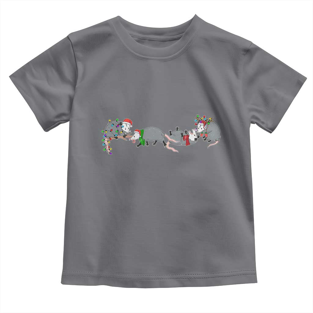 Opossum Christmas Toddler T Shirt Funny Wild Animals Xmas Lights
