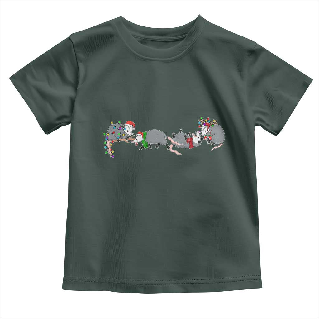 Opossum Christmas Toddler T Shirt Funny Wild Animals Xmas Lights