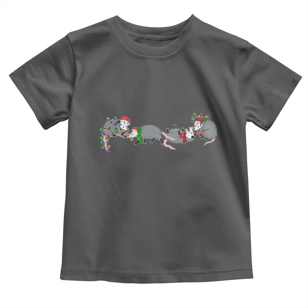 Opossum Christmas Toddler T Shirt Funny Wild Animals Xmas Lights