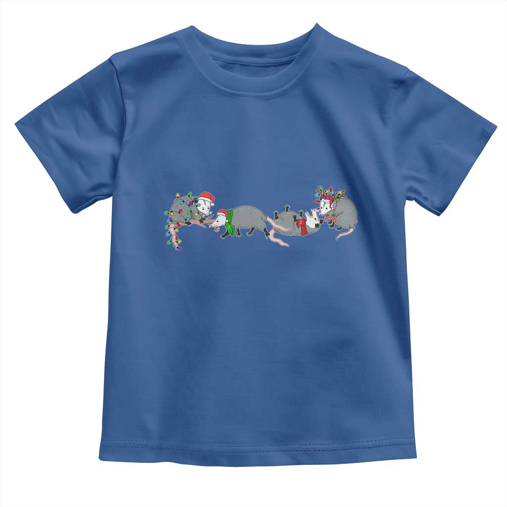 Opossum Christmas Toddler T Shirt Funny Wild Animals Xmas Lights
