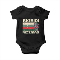 Funny Christmas Baby Onesie Skibidi Rizzmas Rizz Santa Clause Skating Board Xmas Retro Stripe