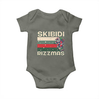 Funny Christmas Baby Onesie Skibidi Rizzmas Rizz Santa Clause Skating Board Xmas Retro Stripe