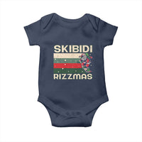 Funny Christmas Baby Onesie Skibidi Rizzmas Rizz Santa Clause Skating Board Xmas Retro Stripe