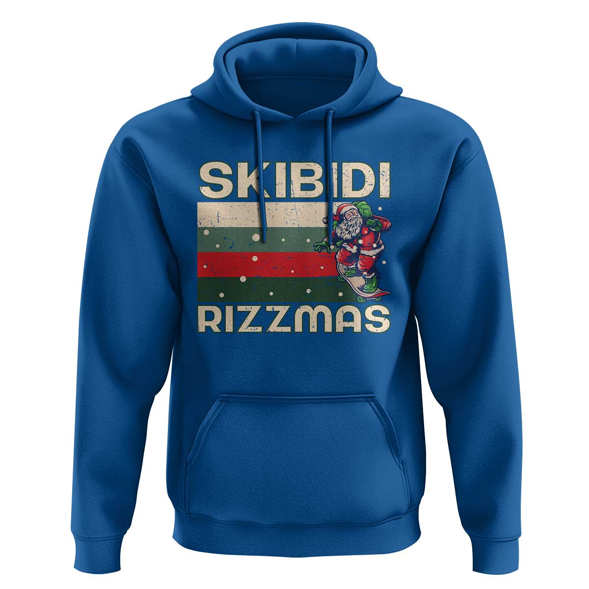 Funny Christmas Hoodie Skibidi Rizzmas Rizz Santa Clause Skating Board Xmas Retro Stripe