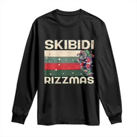 Funny Christmas Long Sleeve Shirt Skibidi Rizzmas Rizz Santa Clause Skating Board Xmas Retro Stripe