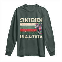 Funny Christmas Long Sleeve Shirt Skibidi Rizzmas Rizz Santa Clause Skating Board Xmas Retro Stripe