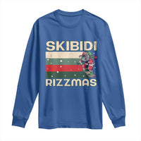 Funny Christmas Long Sleeve Shirt Skibidi Rizzmas Rizz Santa Clause Skating Board Xmas Retro Stripe