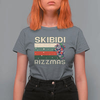 Funny Christmas T Shirt For Women Skibidi Rizzmas Rizz Santa Clause Skating Board Xmas Retro Stripe - Wonder Print Shop