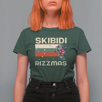 Funny Christmas T Shirt For Women Skibidi Rizzmas Rizz Santa Clause Skating Board Xmas Retro Stripe - Wonder Print Shop