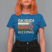 Funny Christmas T Shirt For Women Skibidi Rizzmas Rizz Santa Clause Skating Board Xmas Retro Stripe - Wonder Print Shop
