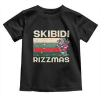 Funny Christmas Toddler T Shirt Skibidi Rizzmas Rizz Santa Clause Skating Board Xmas Retro Stripe