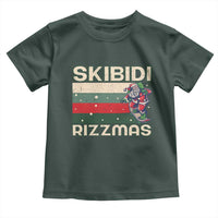 Funny Christmas Toddler T Shirt Skibidi Rizzmas Rizz Santa Clause Skating Board Xmas Retro Stripe