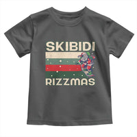 Funny Christmas Toddler T Shirt Skibidi Rizzmas Rizz Santa Clause Skating Board Xmas Retro Stripe