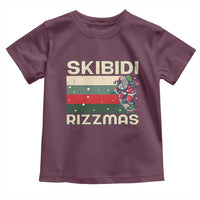 Funny Christmas Toddler T Shirt Skibidi Rizzmas Rizz Santa Clause Skating Board Xmas Retro Stripe