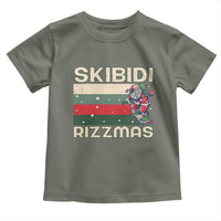 Funny Christmas Toddler T Shirt Skibidi Rizzmas Rizz Santa Clause Skating Board Xmas Retro Stripe