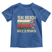 Funny Christmas Toddler T Shirt Skibidi Rizzmas Rizz Santa Clause Skating Board Xmas Retro Stripe