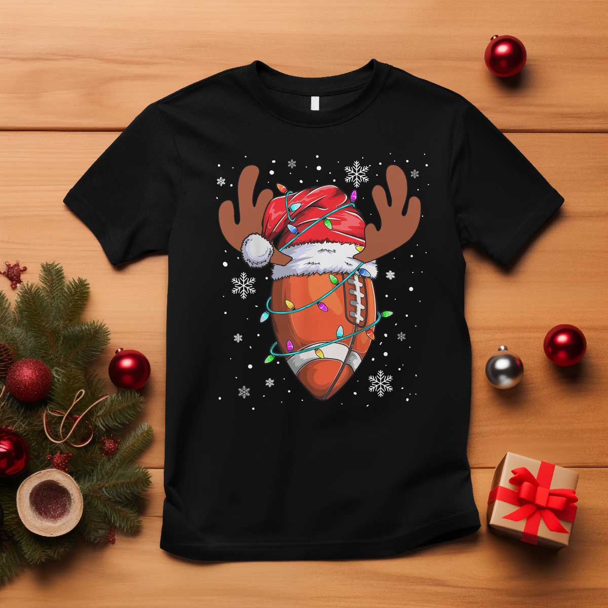 Christmas Football T Shirt For Men Boys Santa Sports Player - Wonder Print Shop