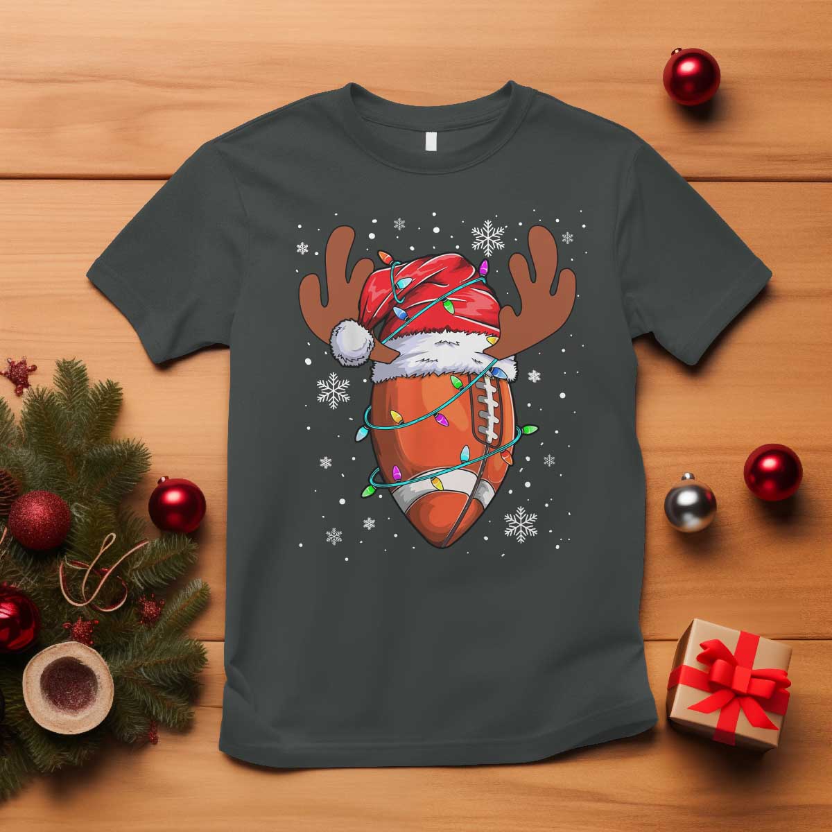 Christmas Football T Shirt For Men Boys Santa Sports Player - Wonder Print Shop