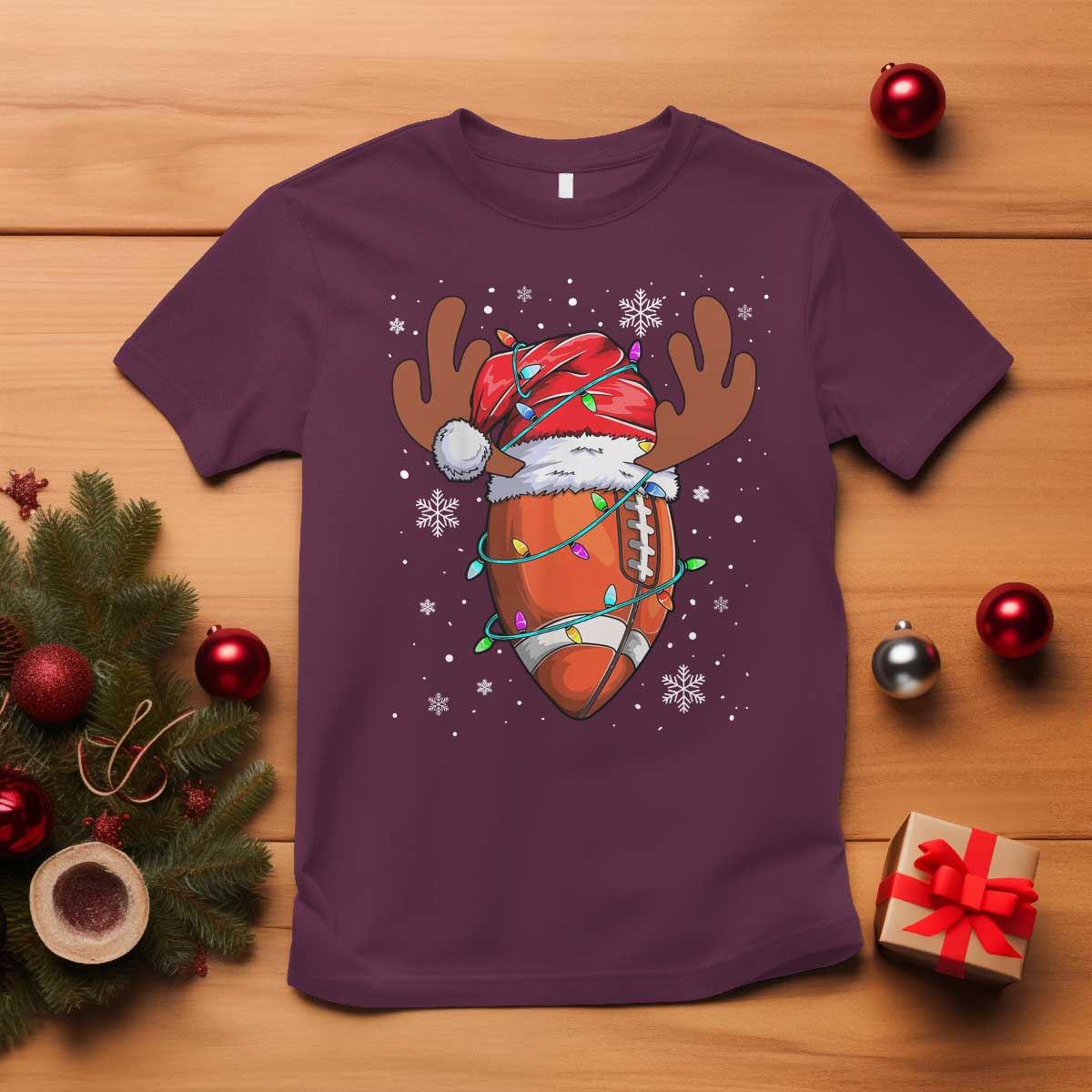 Christmas Football T Shirt For Men Boys Santa Sports Player - Wonder Print Shop