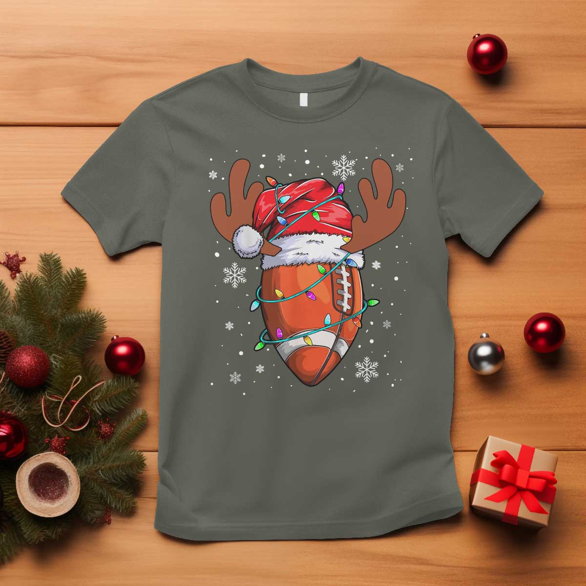 Christmas Football T Shirt For Men Boys Santa Sports Player - Wonder Print Shop