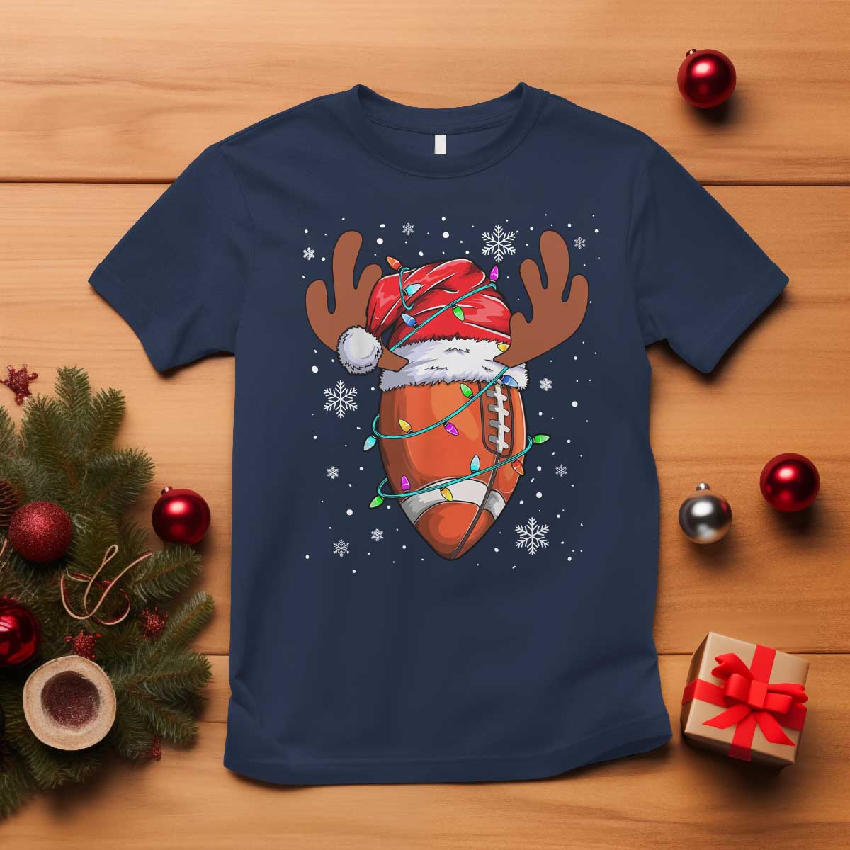 Christmas Football T Shirt For Men Boys Santa Sports Player - Wonder Print Shop