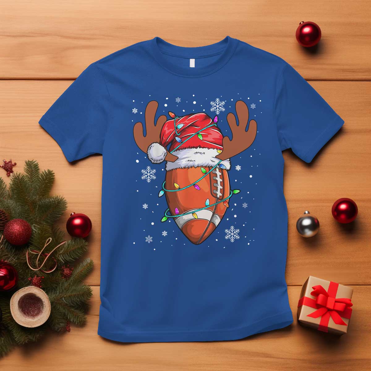 Christmas Football T Shirt For Men Boys Santa Sports Player - Wonder Print Shop