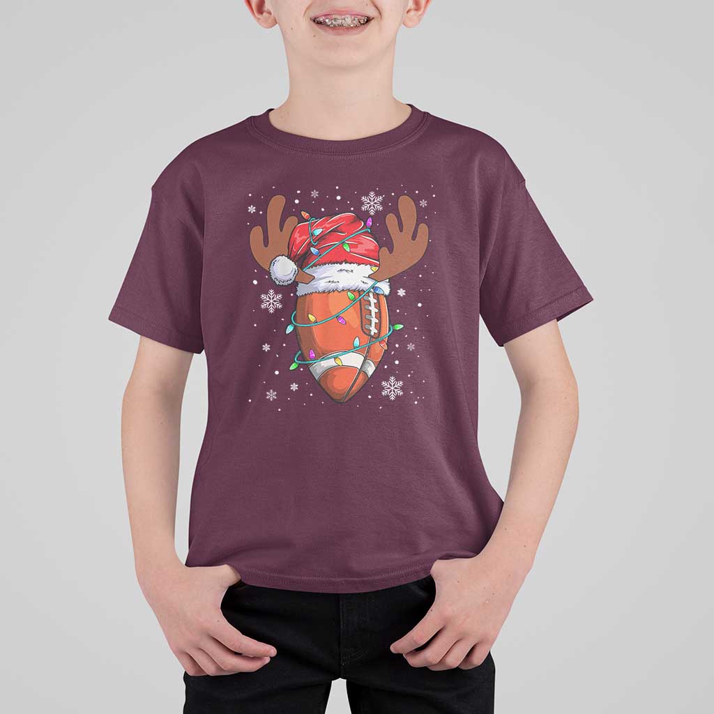 Christmas Football T Shirt For Kid For Men Boys Santa Sports Player - Wonder Print Shop