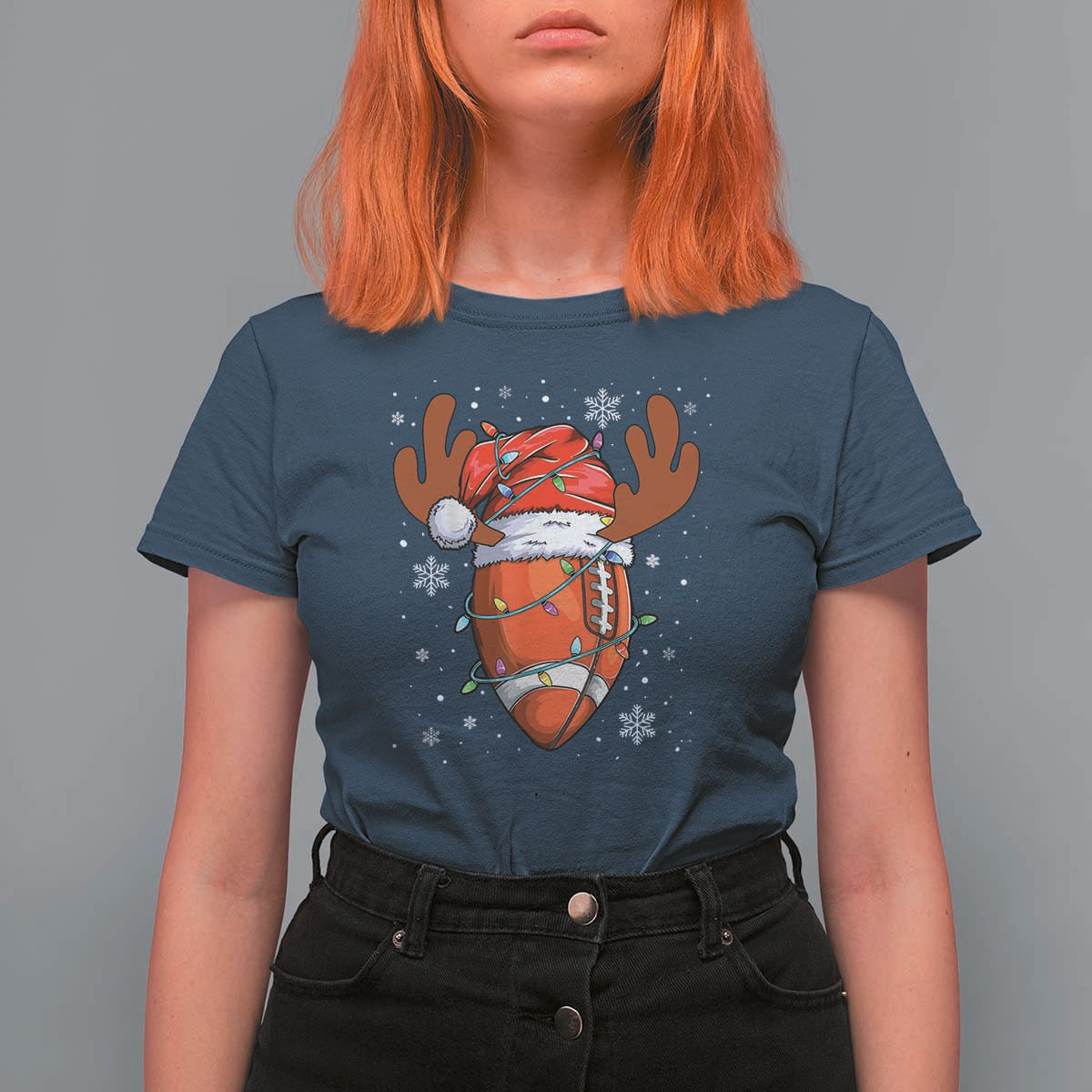 Christmas Football T Shirt For Women For Men Boys Santa Sports Player - Wonder Print Shop