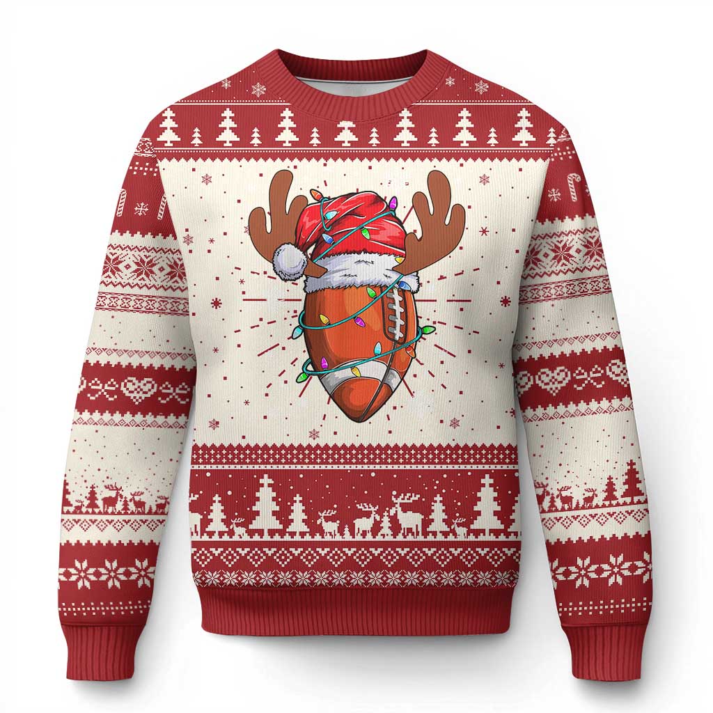 Xmas Football Ugly Christmas Sweater For Men Boys Santa Sports Player - Wonder Print Shop