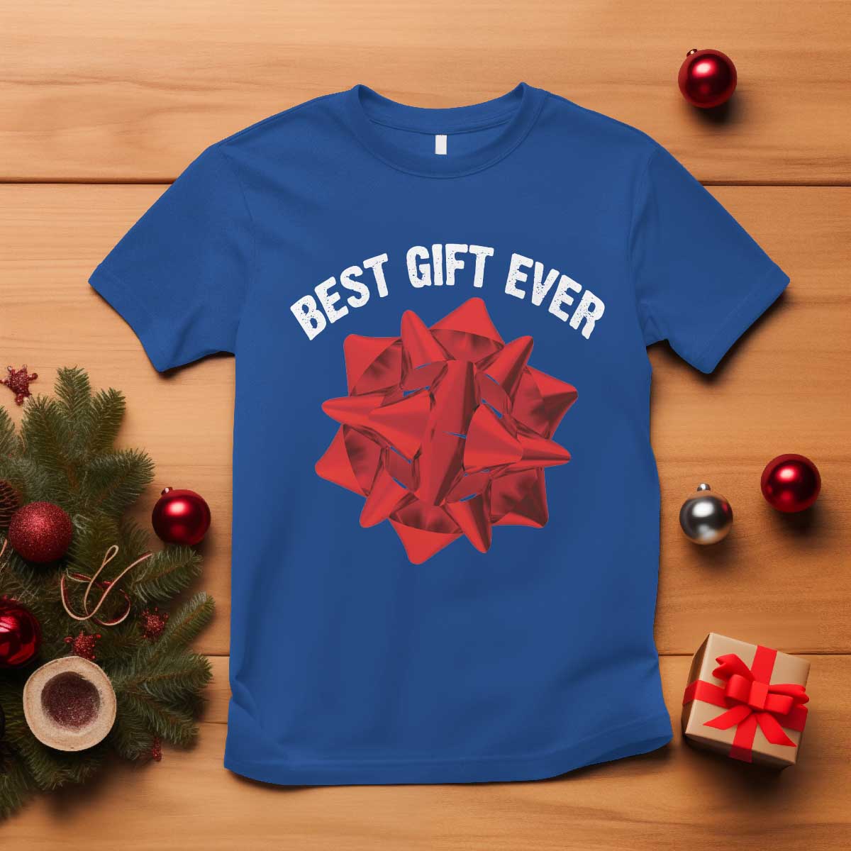 Christmas Present Costume T Shirt Best Gift Ever Red Bow - Wonder Print Shop