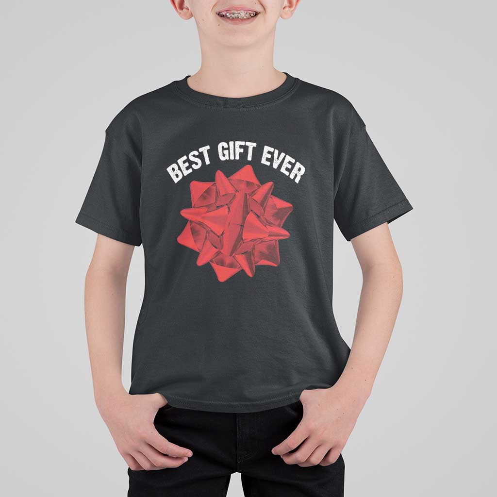 Christmas Present Costume T Shirt For Kid Best Gift Ever Red Bow - Wonder Print Shop