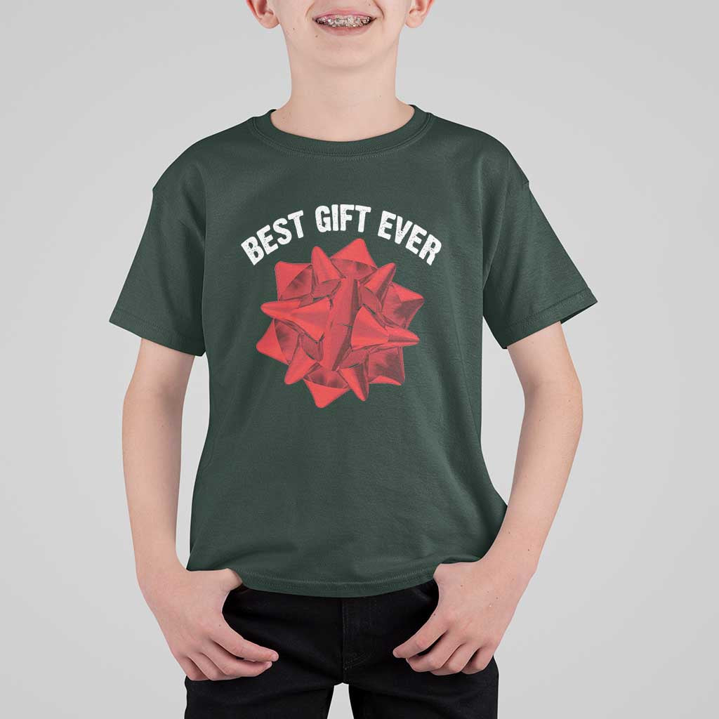 Christmas Present Costume T Shirt For Kid Best Gift Ever Red Bow - Wonder Print Shop