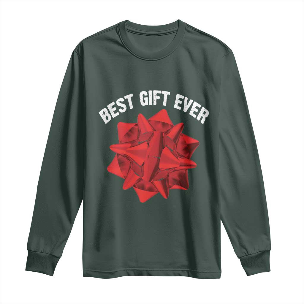 Christmas Present Costume Long Sleeve Shirt Best Gift Ever Red Bow