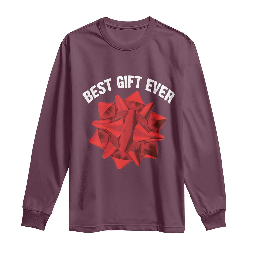 Christmas Present Costume Long Sleeve Shirt Best Gift Ever Red Bow