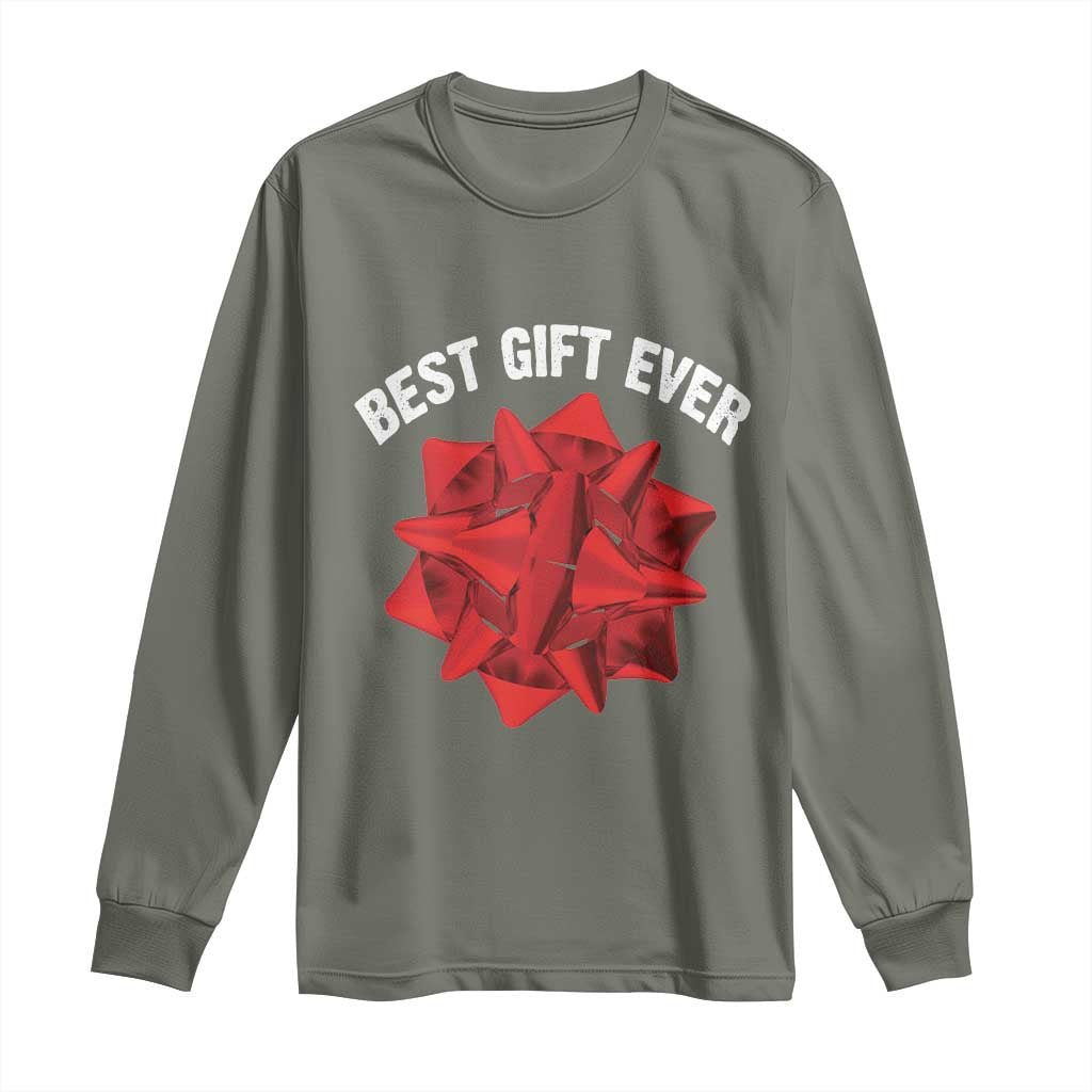 Christmas Present Costume Long Sleeve Shirt Best Gift Ever Red Bow