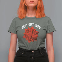 Christmas Present Costume T Shirt For Women Best Gift Ever Red Bow - Wonder Print Shop