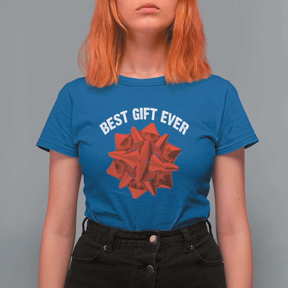 Christmas Present Costume T Shirt For Women Best Gift Ever Red Bow - Wonder Print Shop