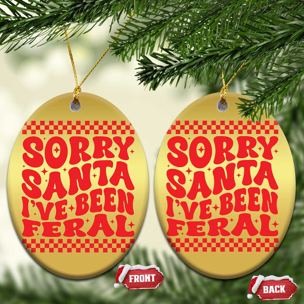Baby Christmas Ornament Sorry Santa I've Been Feral Toddler Kids - Wonder Print Shop