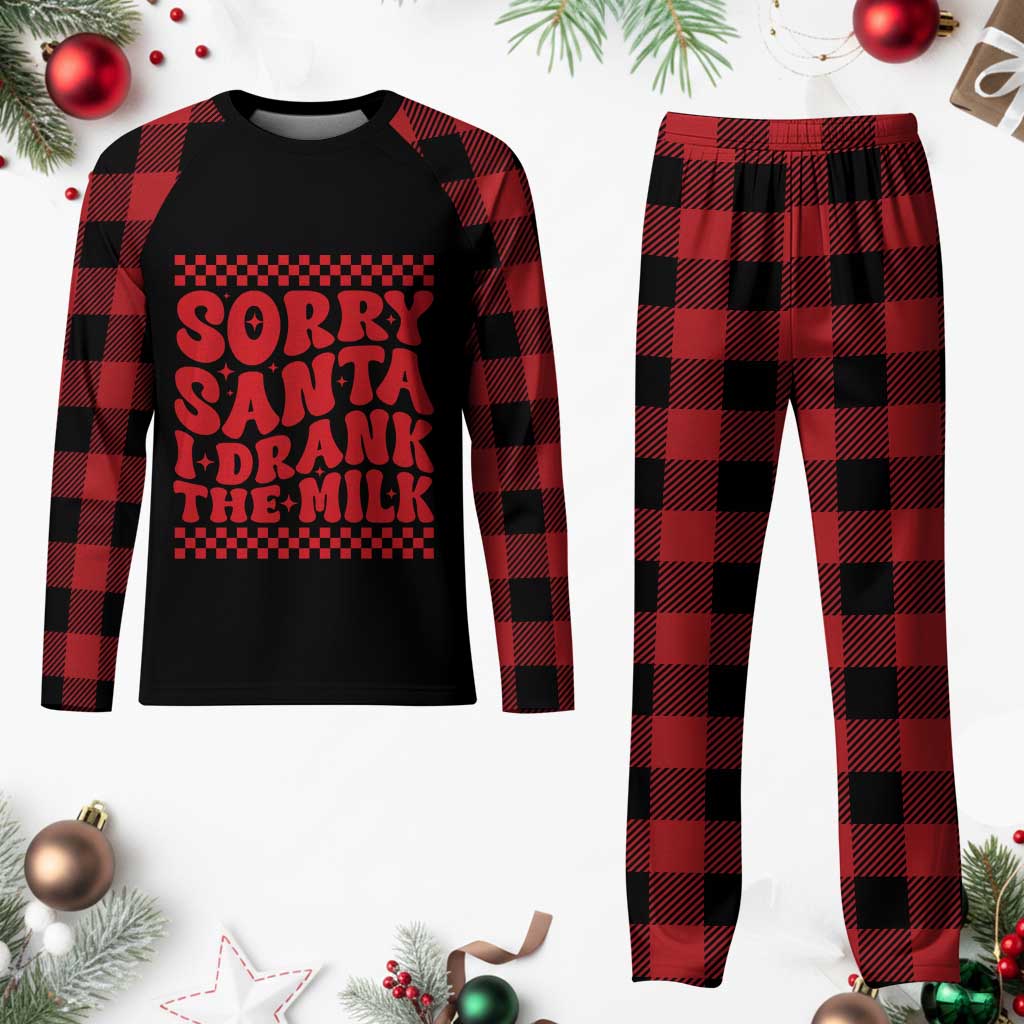 Baby Plaid Pajama Set Sorry Santa I Drank The Milk Groovy - Wonder Print Shop