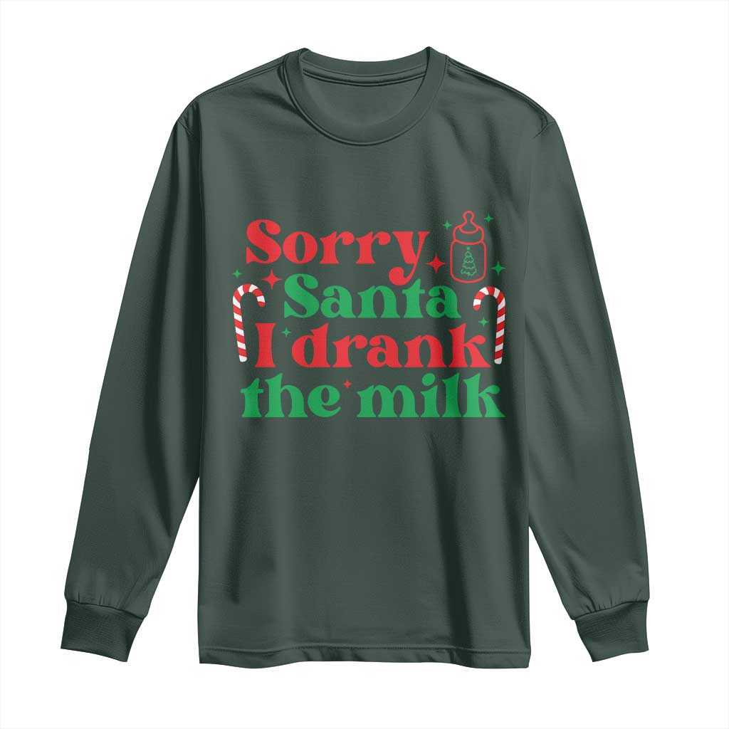 Christmas Baby Long Sleeve Shirt Funny Sorry Santa I Drank The Milk