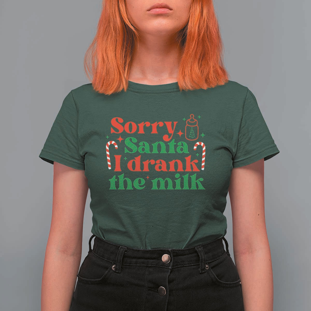 Christmas Baby T Shirt For Women Funny Sorry Santa I Drank The Milk - Wonder Print Shop
