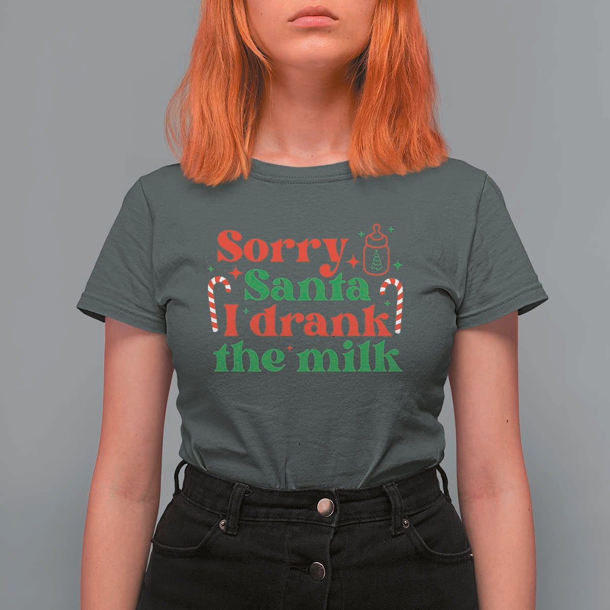 Christmas Baby T Shirt For Women Funny Sorry Santa I Drank The Milk - Wonder Print Shop
