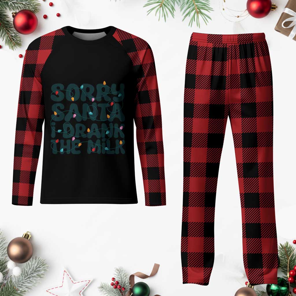 Baby Plaid Pajama Set Sorry Santa I Drank The Milk Xmas Lights Toddler - Wonder Print Shop
