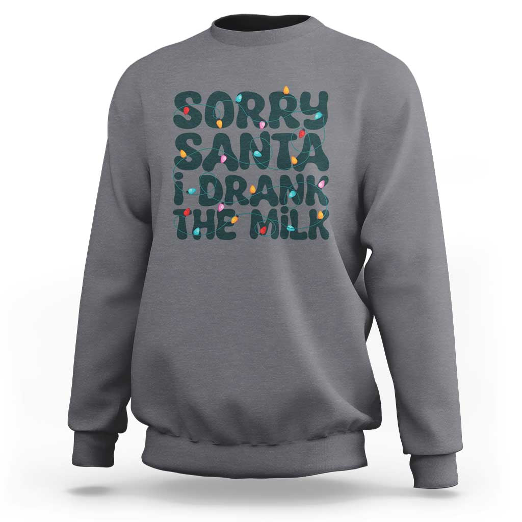 Christmas Baby Sweatshirt Sorry Santa I Drank The Milk Xmas Lights Toddler - Wonder Print Shop